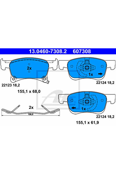 Ate Set plăcuțe de frână, frână cu disc 13.0460-7308.2