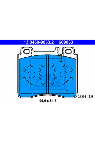 Ate Σετ τακάκια φρένων, δισκόφρενο 13.0460-9033.2