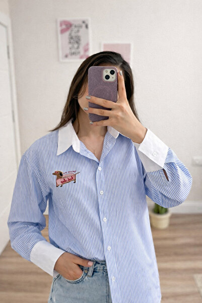 ROSYPOSY MAVİ ÇİZGİLİ GÖMLEK