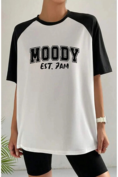 SUNFREE Mix Slogan Printed Raglan Sleeve Cotton in Oversized Sports Tshirt