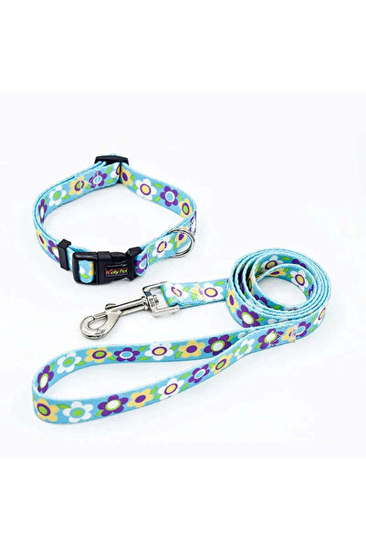Petora Set zgardă și lesă reglabile pentru câini, cyan, ZC1022 - L
