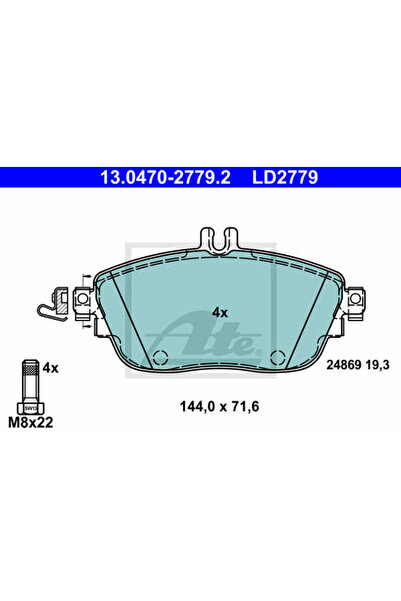 Ate Σετ τακάκια φρένων, δισκόφρενο 13.0470-2779.2