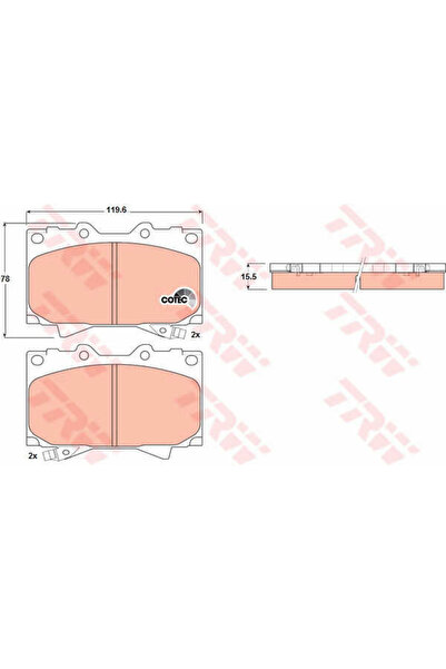 TRW Σετ τακάκια φρένων, δισκόφρενο GDB3197