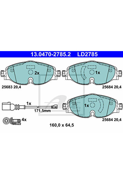 Ate Σετ τακάκια φρένων, δισκόφρενο 13.0470-2785.2