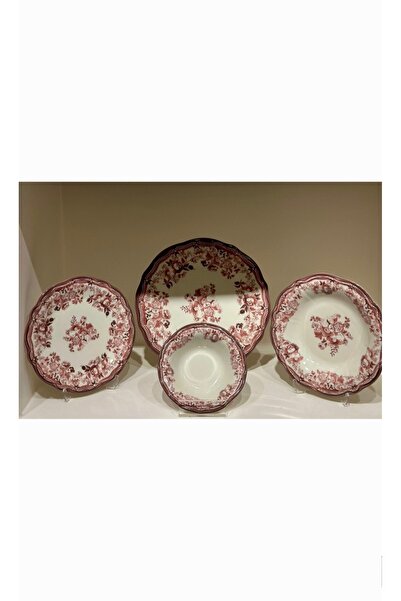 tabakevi Tabak Evi Porselen Kadife Yemek Takımı Kestane 6 Kişilik 24 Parça