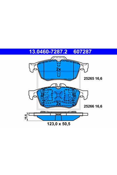 Ate Σετ τακάκια φρένων, δισκόφρενο 13.0460-7287.2