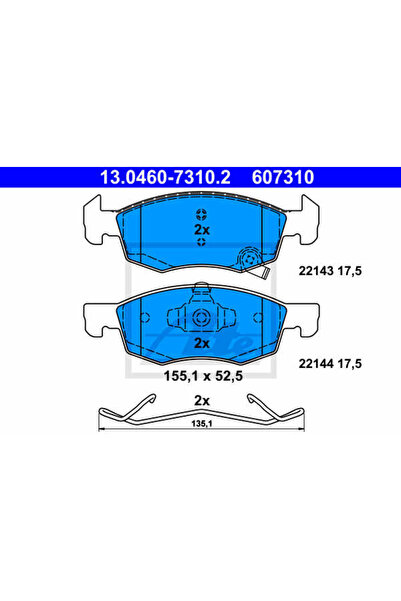 Ate Σετ τακάκια φρένων, δισκόφρενο 13.0460-7310.2