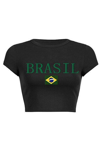 Violon Black Brazil Printed Cropped