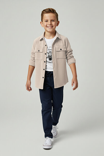 Merdia Trodijelni set za dečake (košulja Sa likrom Rebrasto, majica i pantalo...