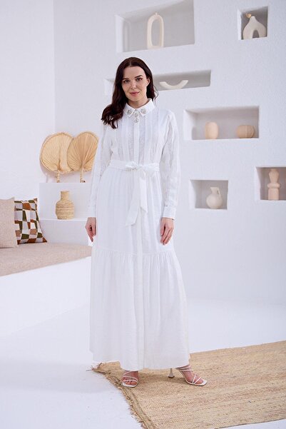 Moodbasic İPEK CUPRA ELBİSE MA06.06 Ekru