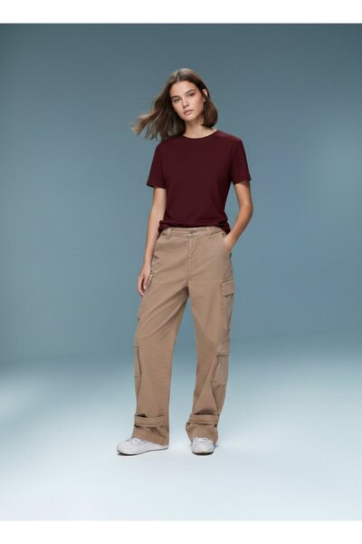 Ltb Crew Neck Relaxed Fit Claret Red T-Shirt