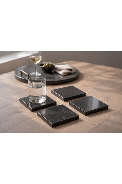 SIRÉ Studio Siré Black Marble Coffee Presentation Set – Marble Tray and 4 Coasters |   Stylish Gift Set
