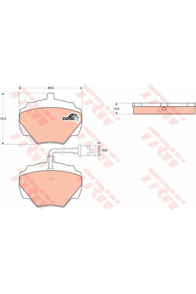 TRW Σετ τακάκια φρένων, δισκόφρενο GDB976