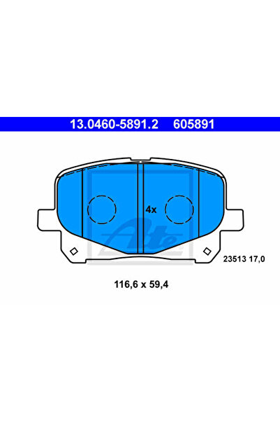 Ate Set Placute Frana,Frana Disc 13.0460-5891.2 Toyota Harrier/Previa Ii