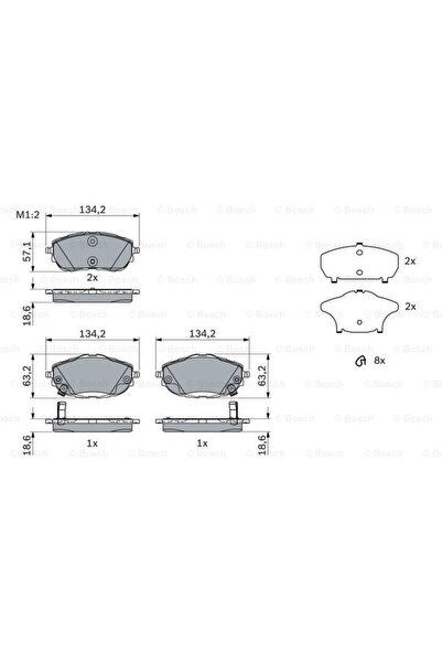 Bosch Σετ τακάκια φρένων, δισκόφρενο 0 986 494 676