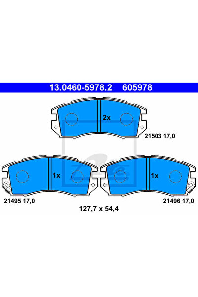 Ate Σετ τακάκια φρένων, δισκόφρενο 13.0460-5978.2