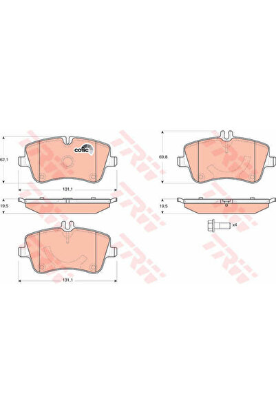 TRW Σετ τακάκια φρένων, δισκόφρενο GDB1514