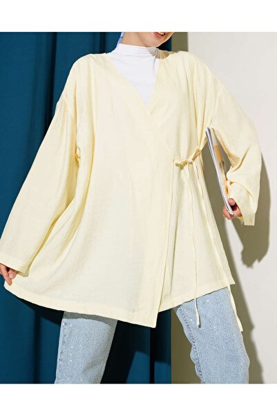 Lavanta Tekstil İp B Tie-Detail Kimono