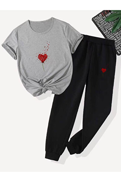 Flow touch Kalip Printed Tshirt Top and Bottom Tracksuit Set