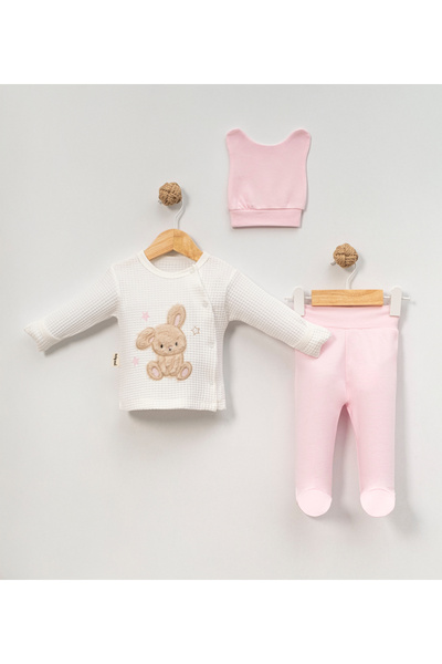 Babycan KIZ وبري TAVŞANCIK-3 LÜ HASTANE ÇIKIŞ ZIBIN SETİ (مجموعة ملابس داخلية...