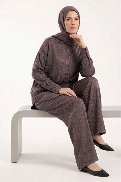 MAİMODA طقم قميص وبنطلون من الساتان المحتشم ذو ملمس بارز فاخر/طقم فاخر من الس...