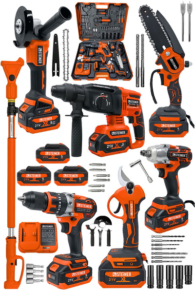 STEİNER 21v Şarjlı Kırıcı Delici + Makas + Dal Budama + Matkap + Taşlama + So...