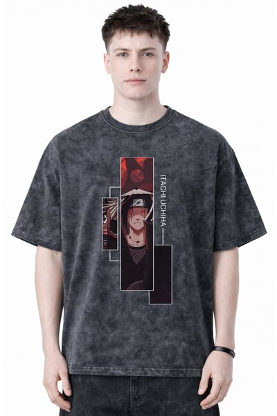 SEVBANO Tricou unisex supradimensionat cu imprimeu anime Naruto Itachi Uchiha...