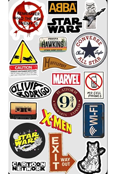 Limitless Design Pop Kültür Sticker Seti 22x30 cm | Laptop, Valiz, Telefon ve...