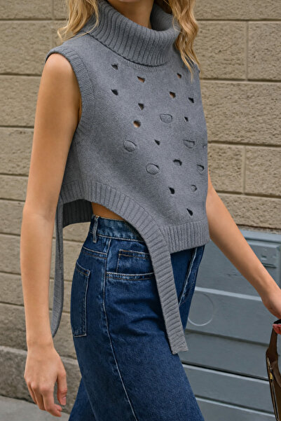 FİFTY ONE Yan Tie-Detail Embossed Knitwear Sweater