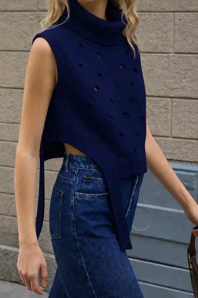 FİFTY ONE Yan Tie-Detail Embossed Knitwear Sweater