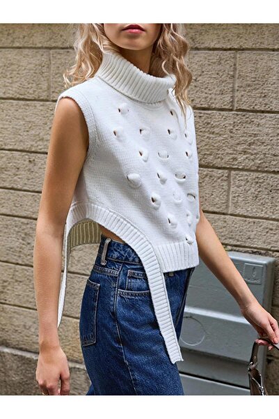 FİFTY ONE Yan Tie-Detail Embossed Knitwear Sweater