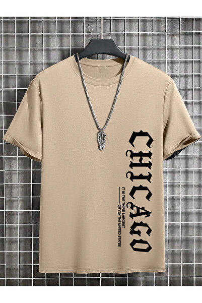 Velostra Ανδρικό μπλουζάκι Chicago με τύπωμα oversized Άνετο, καθημερινής χρή...