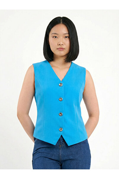 Blue Black Mavi Günlük Klasik Vest , Regular Fit, Lined , Suit Vest