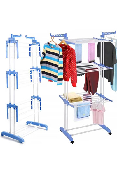 OEM 3-tier clothes dryer, metal, foldable, with wheels, 178x78x49 cm, white