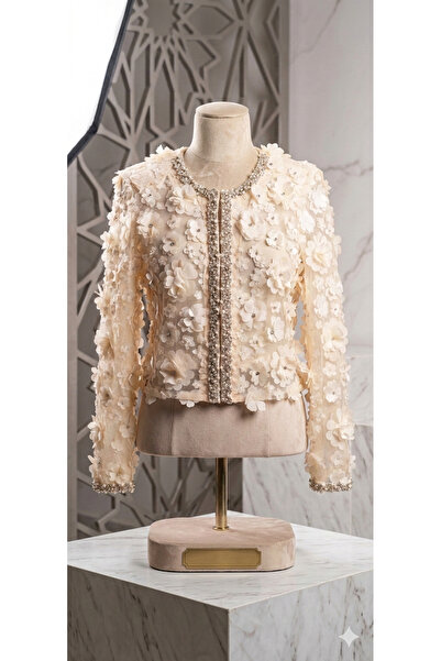 Luma Decor Women's Stylish Floral Detailed Stoned Jacket