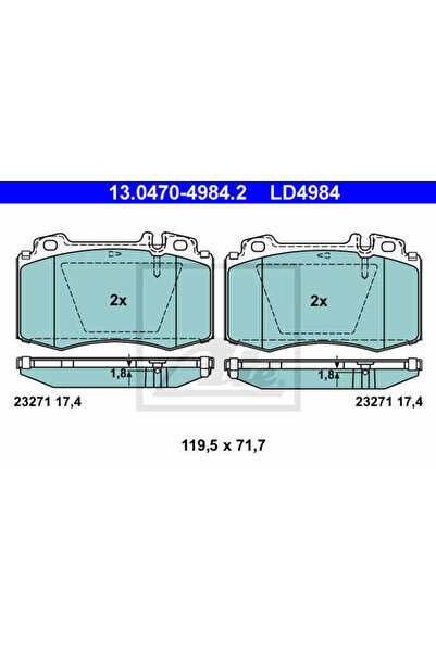 Ate Σετ τακάκια φρένων, δισκόφρενο 13.0470-4984.2