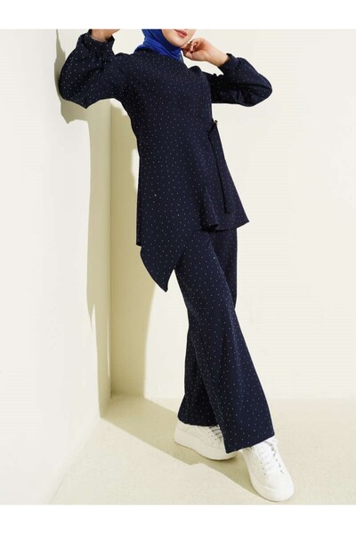 Lavanta Tekstil Mini Stone Belt Detail Double Set