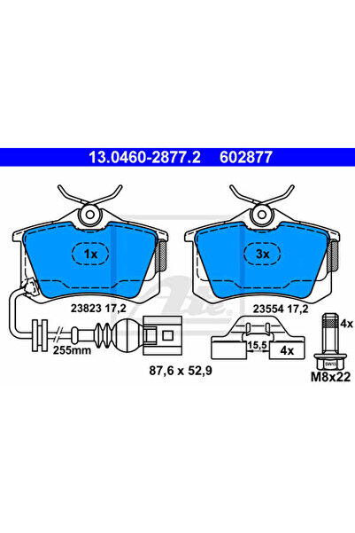 Ate Set plăcuțe de frână, frână cu disc 13.0460-2877.2