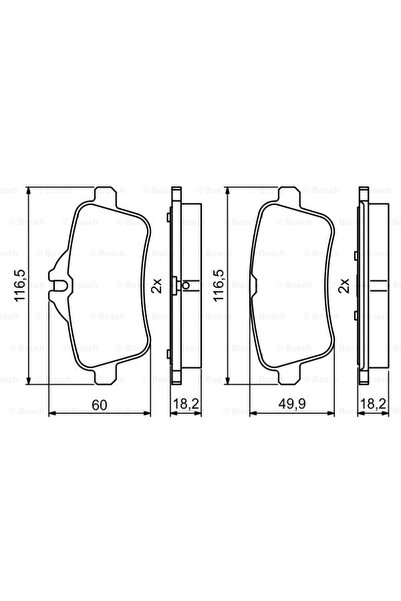 Bosch Σετ τακάκια φρένων, δισκόφρενα 0986494783 Mercedes-Benz A-Class/Cla Sho...