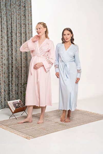 Lohusa Homewear Noul sezon, halat cu mâneci lungi, cu design special, dantelă...