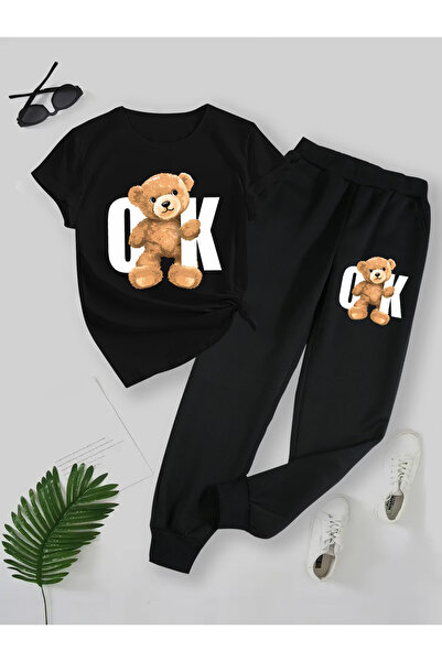 Flow touch Ok Printed Sweatpants and T-Shirt Top and Bottom Tracksuit Set