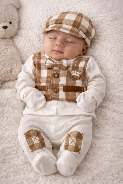 My Babies Label طقم ربطة عنق وبدلة للأطفال حديثي الولادة مكون من 5 قطع، مناسب...