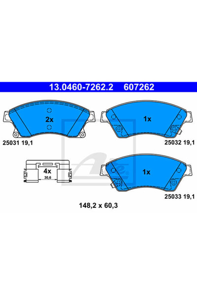 Ate Set plăcuțe de frână, frână pe disc 13.0460-7262.2