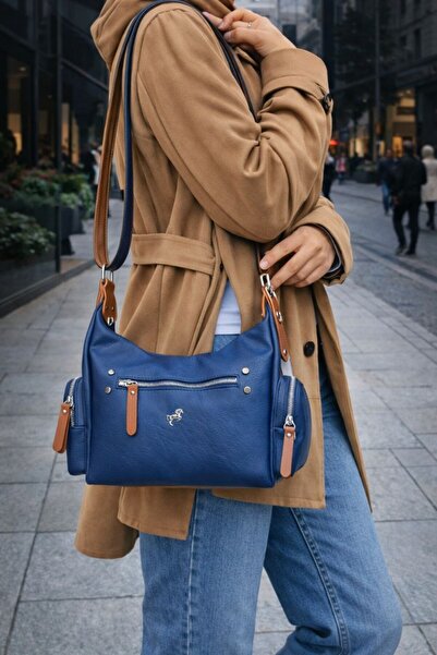 ÇANTAM GELSİN Miami Polo Women's Navy Blue Multi-Compartment Shoulder Bag and...