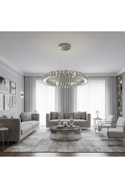 Elizim Home Lighting Kristal Uzaktan Kumandalı Krom Avize