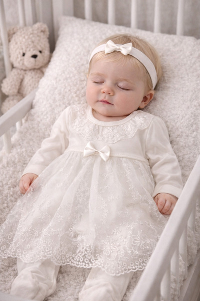 My Babies Label Baby Girl Lace Detailed Bandana Bodysuit Dress