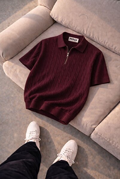 pepule Ανδρικό πλεκτό μπλουζάκι Polo Neck Με σχέδιο Regular, πολύχρωμο, σε συ...