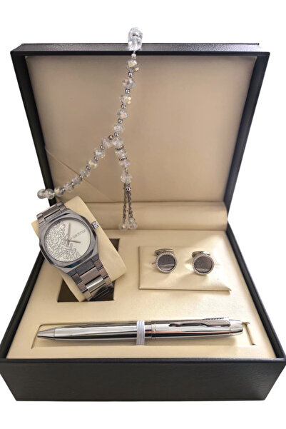 CRATER A luxurious men's set consisting of a stainless steel watch with date ...