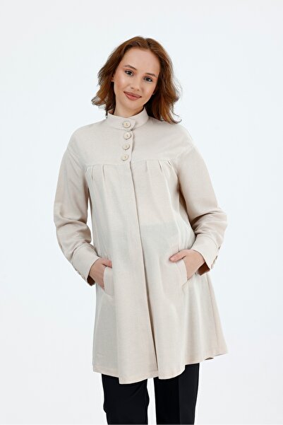 KATLİN MATERNİTY WEAR Maternity Pocketed Tunic Shirt, Linen Viscose Blend Fab...
