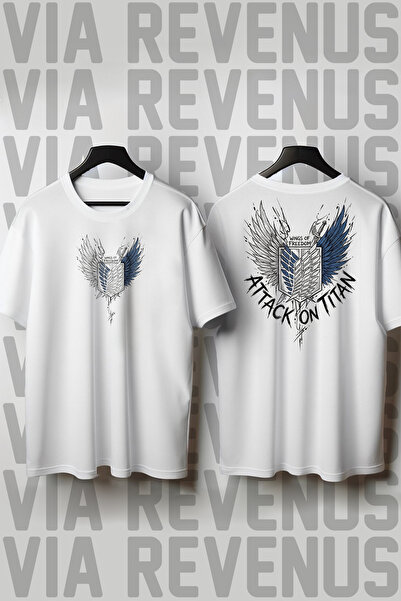 Vordevia Attack on Titan Față și spate cu imprimeu guler rotund croială largă...